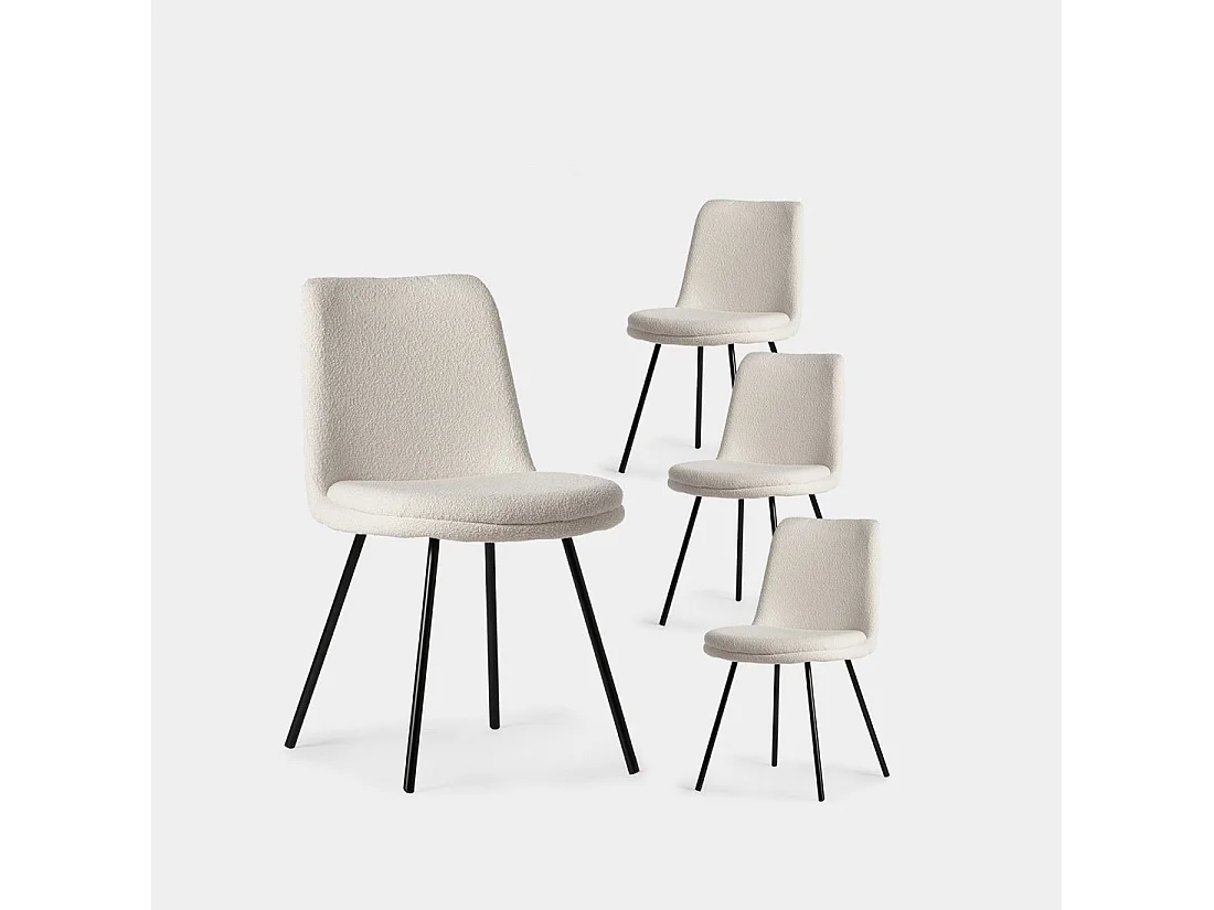 Chaise de salle à manger en bouclé beige 46x83 cm-Tera
