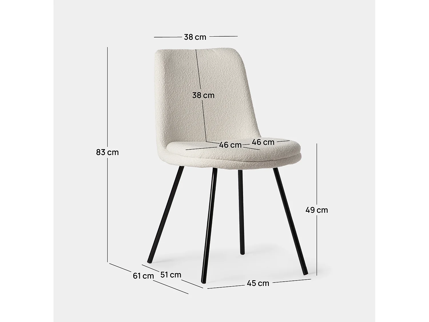 Chaise de salle à manger en bouclé beige 46x83 cm-Tera