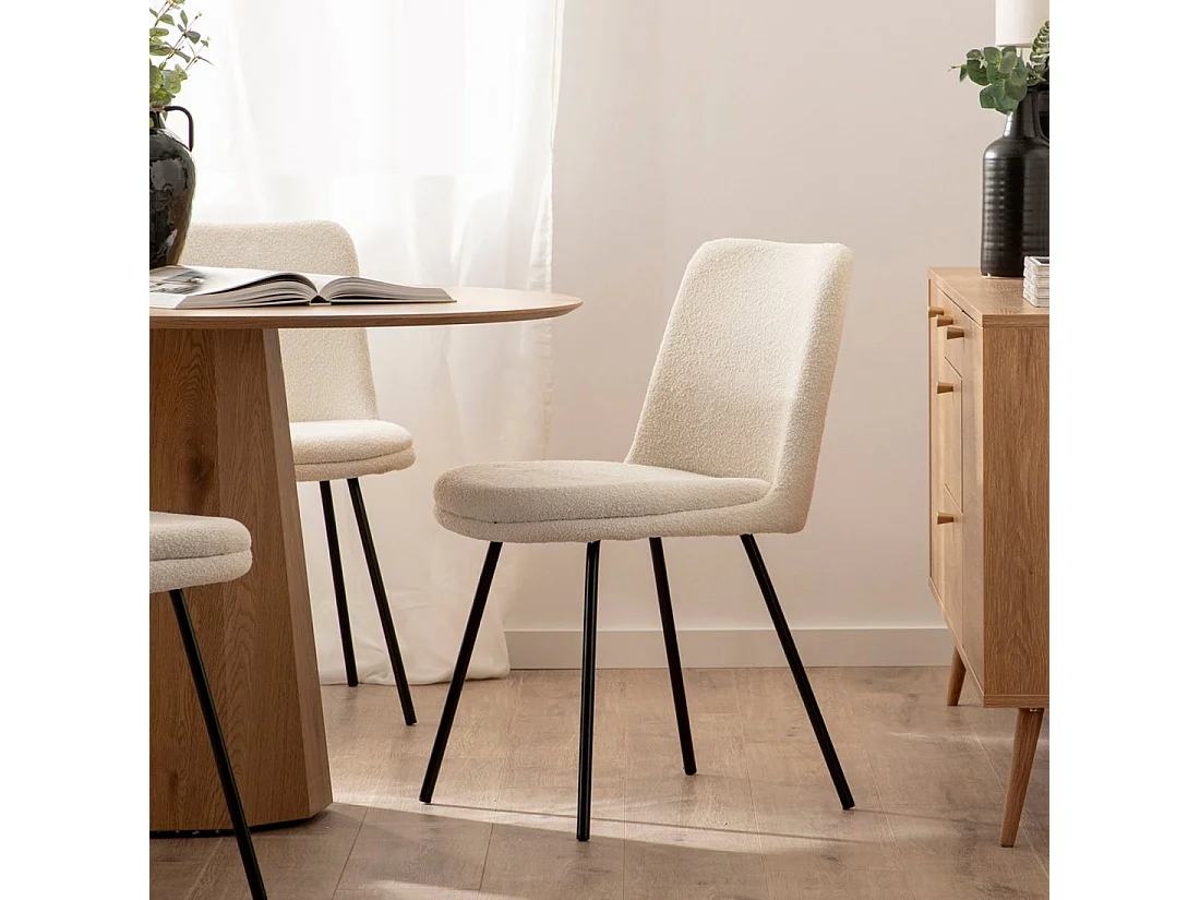 Chaise de salle à manger en bouclé beige 46x83 cm-Tera