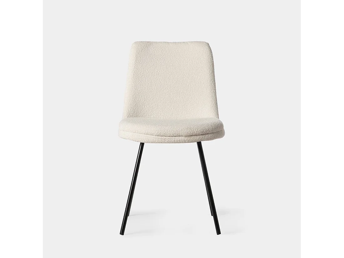 Chaise de salle à manger en bouclé beige 46x83 cm-Tera