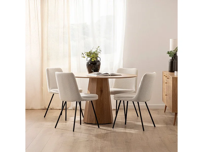 Chaise de salle à manger en bouclé beige 46x83 cm-Tera