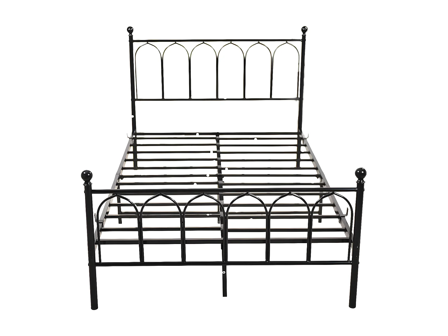 Lit adulte 140 x 190 cm Lit simple avec sommier à lattes, cadre métallique - noir (sans matelas)