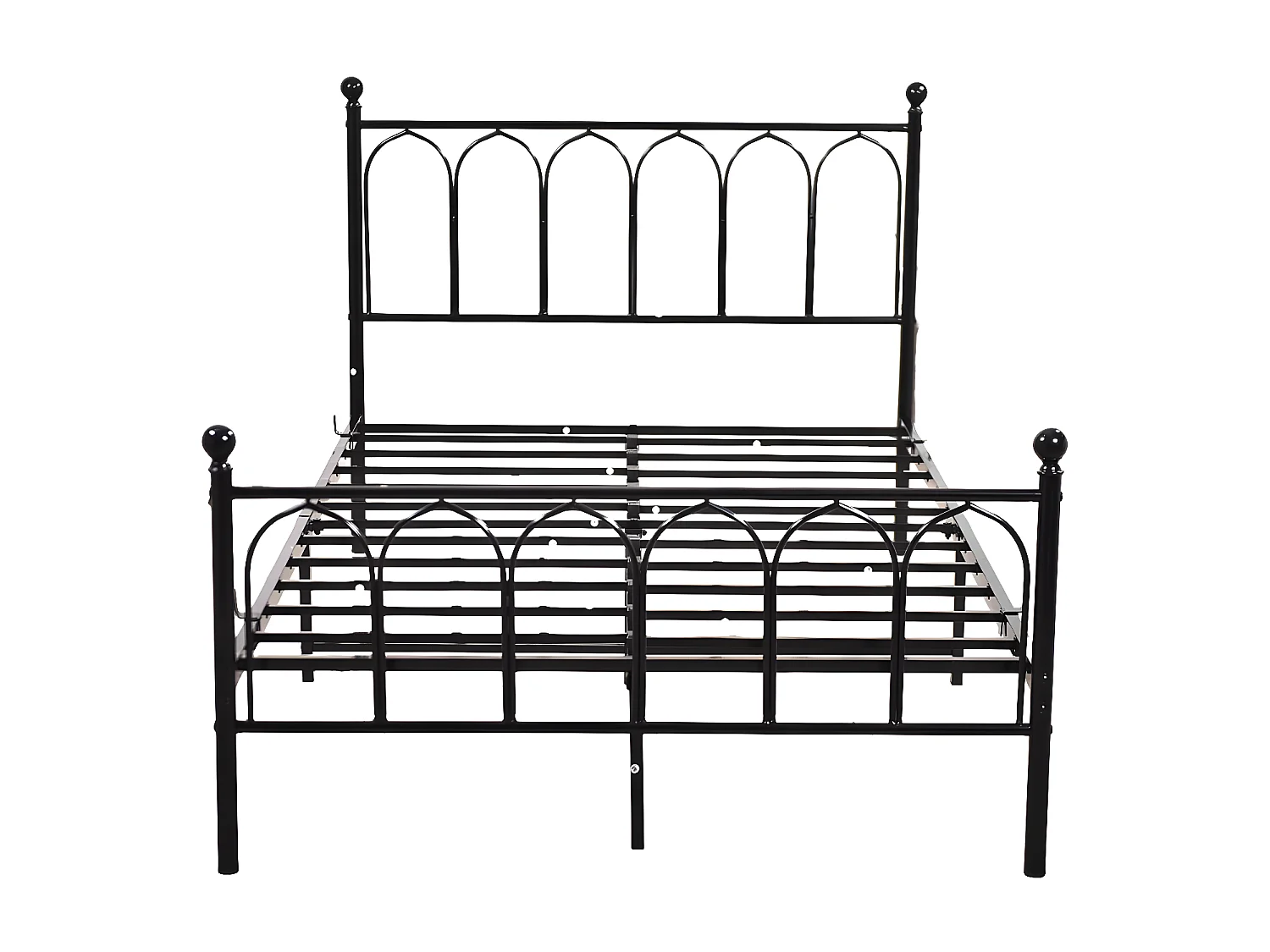 Lit adulte 140 x 190 cm Lit simple avec sommier à lattes, cadre métallique - noir (sans matelas)