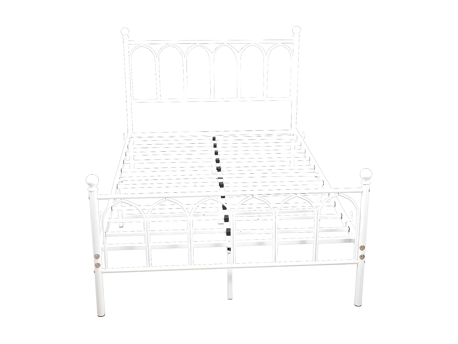 Lit adulte 140 x 190 cm Lit simple avec sommier à lattes, cadre métallique - blanc (sans matelas)