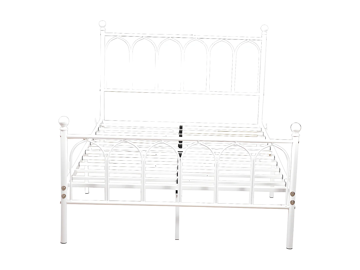 Lit adulte 140 x 190 cm Lit simple avec sommier à lattes, cadre métallique - blanc (sans matelas)