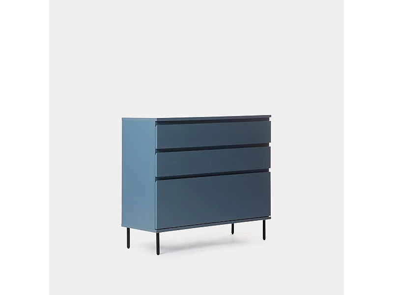 Commode en laqué bleu 100x89 cm-Esben