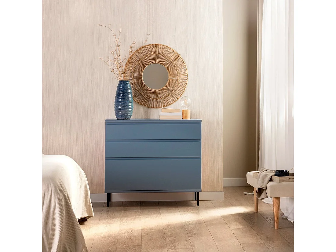 Commode en laqué bleu 100x89 cm-Esben