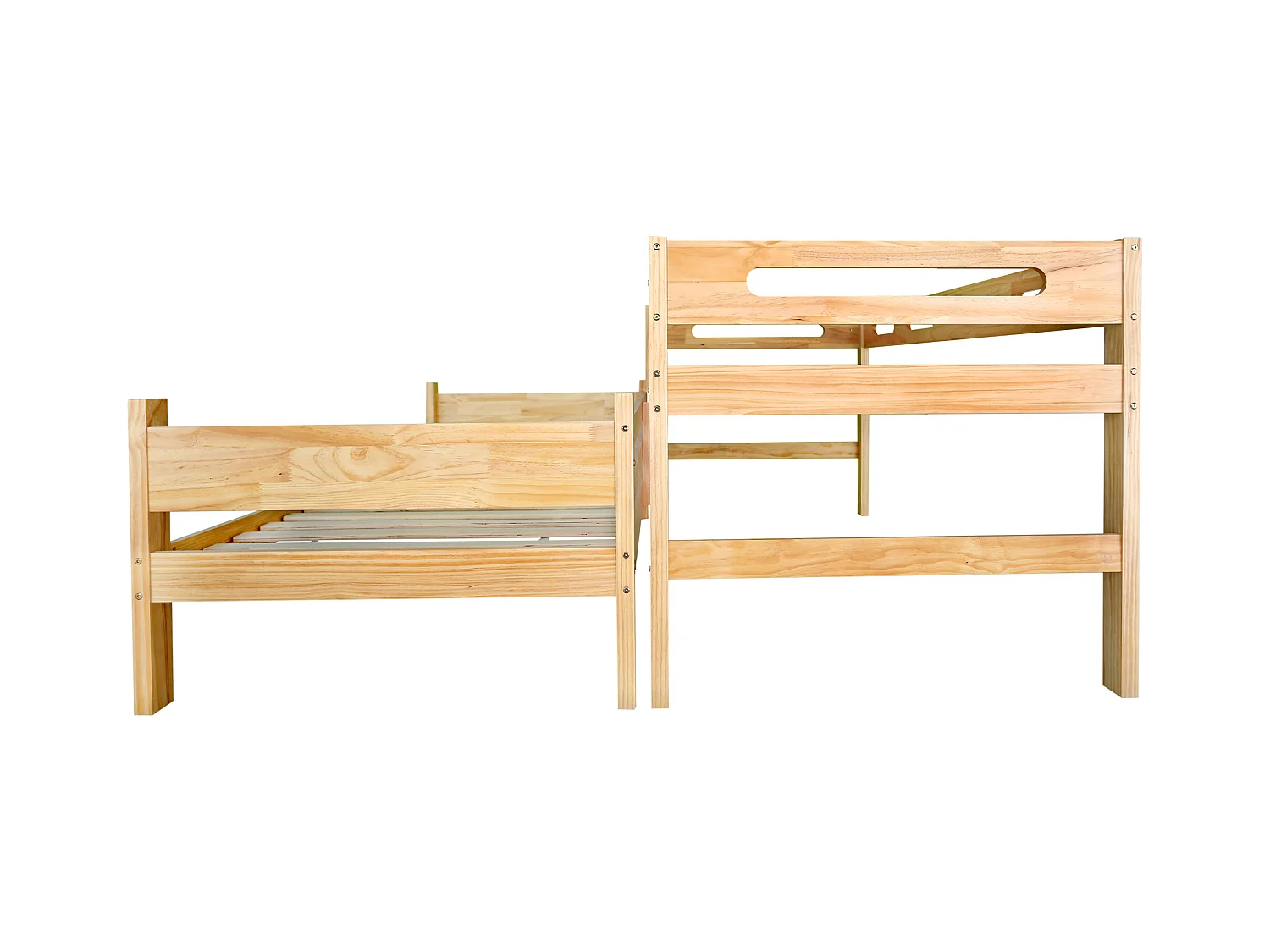 Lit superposé 90 x 200 cm - Litenfant  avec sommiers inclus, pin et MDF - Naturel