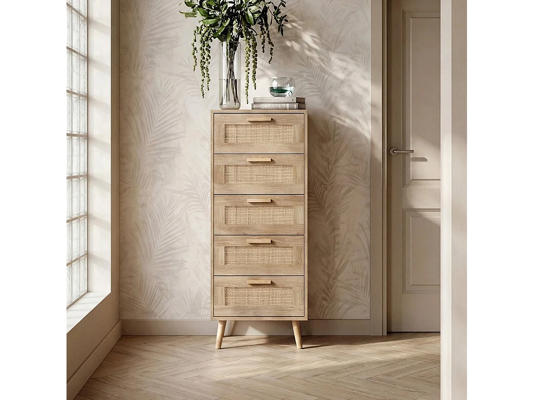 Chiffonnier étroit en rotin naturel 42x107 cm-Tahiti