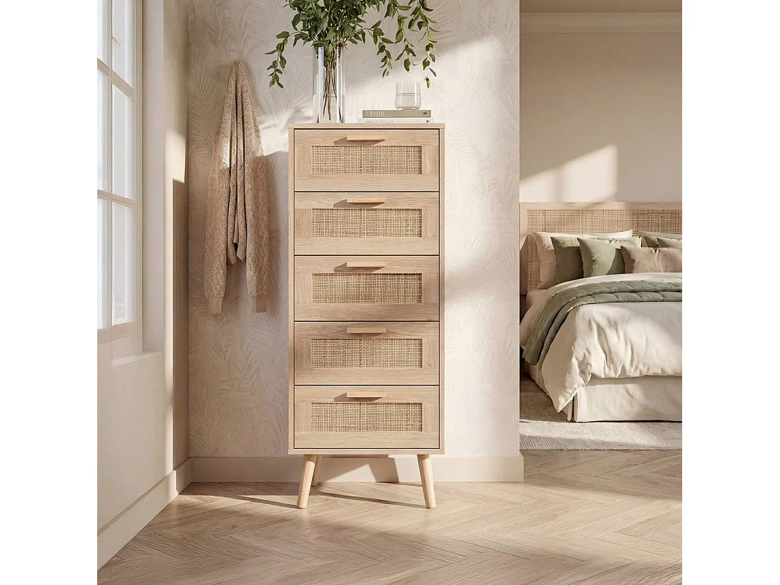 Chiffonnier étroit en rotin naturel 42x107 cm-Tahiti