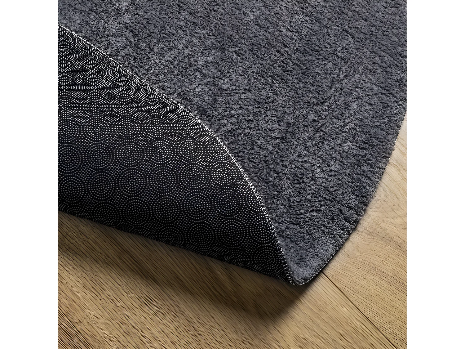 Tapis HUARTE à poils courts doux et lavable anthracite Ø 160 cm QBH33159