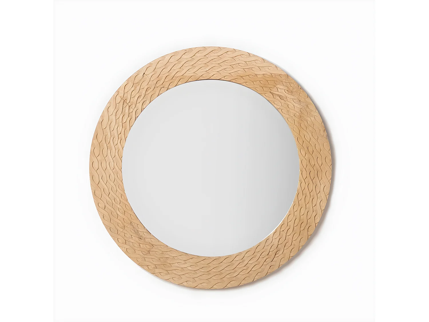 Miroir mural en bois naturel 65x65 cm-Michele