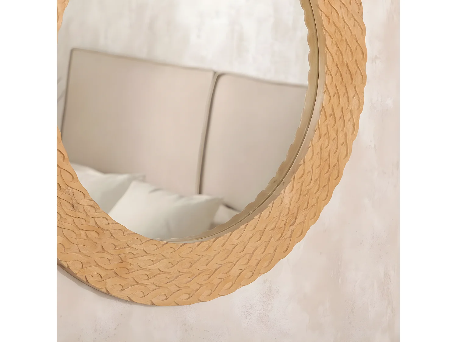 Miroir mural en bois naturel 65x65 cm-Michele