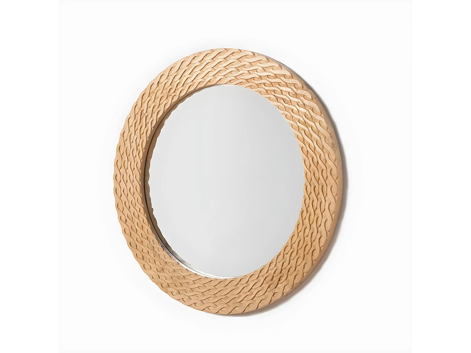 Miroir mural en bois naturel 65x65 cm-Michele