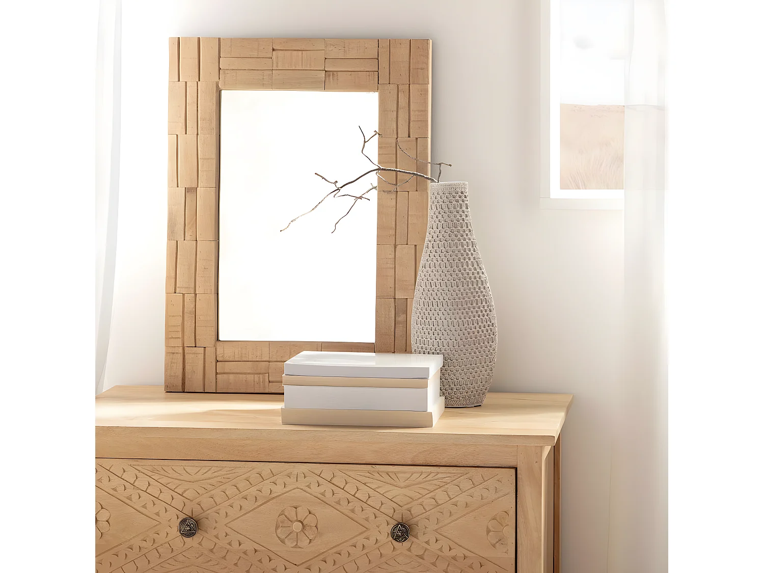 Espejo de pared de Madera Natural 60 x 45- Nicole