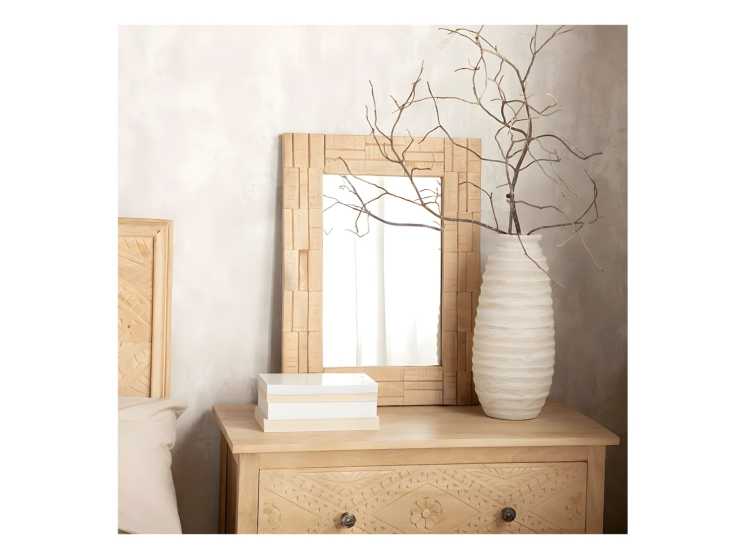 Espejo de pared de Madera Natural 60 x 45- Nicole