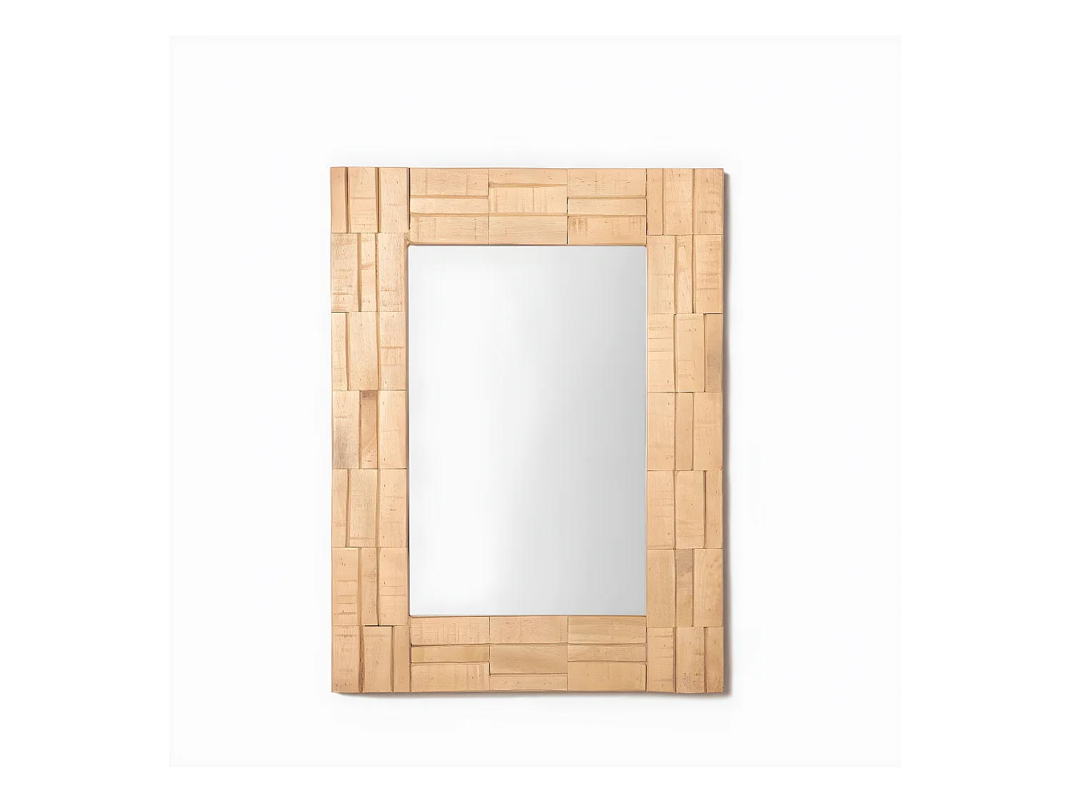 Miroir mural en bois naturel 45x60 cm-Nicole