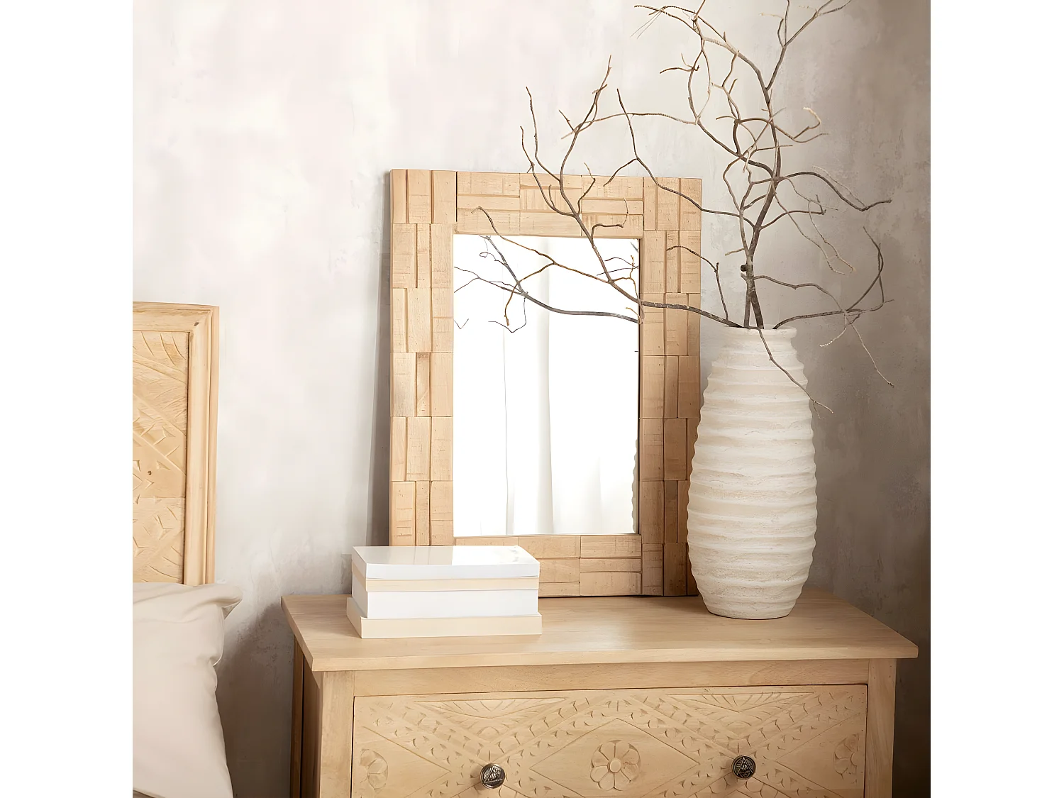 Espejo de pared de Madera Natural 60 x 45- Nicole