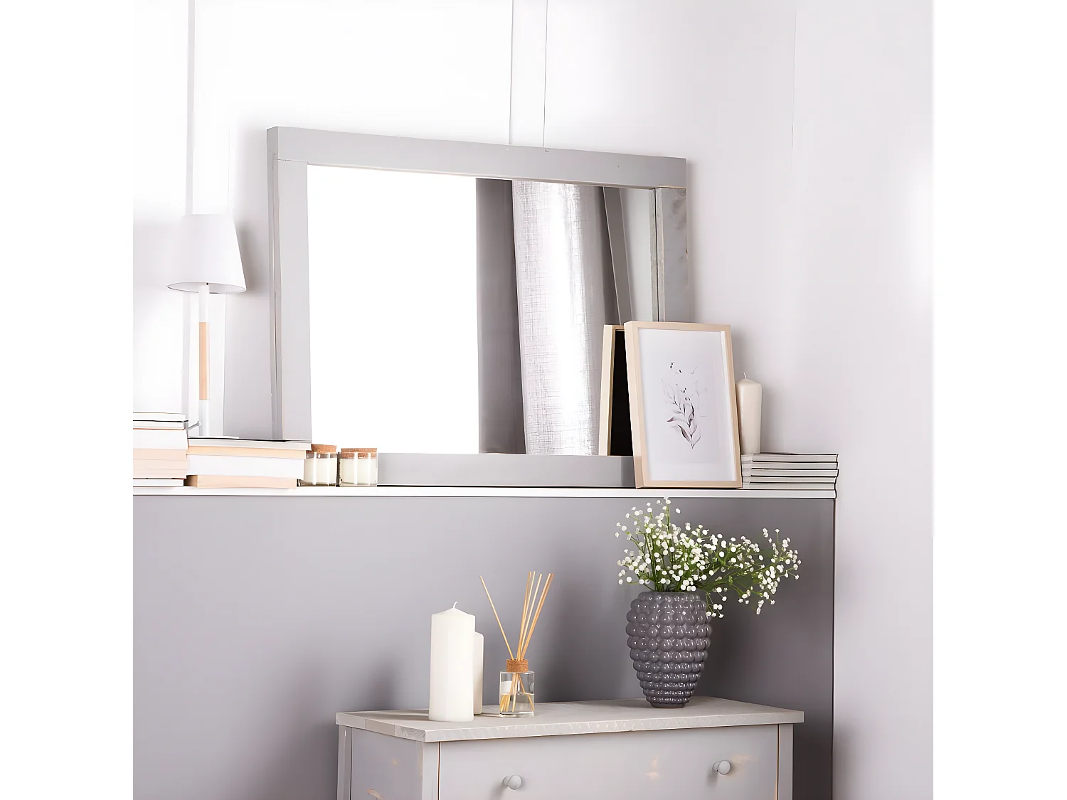 Espejo de  pared de Madera Gris 90 x 60- Braul