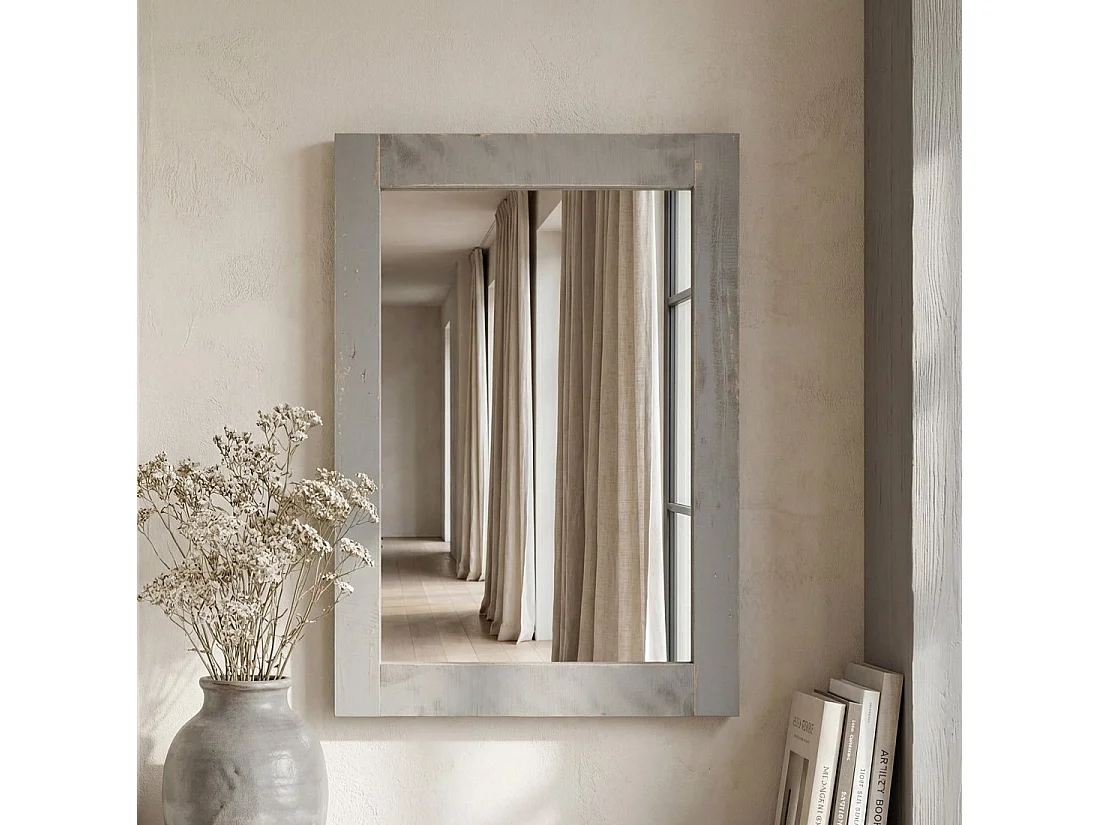 Miroir mural en bois gris 60x90 cm-Braul