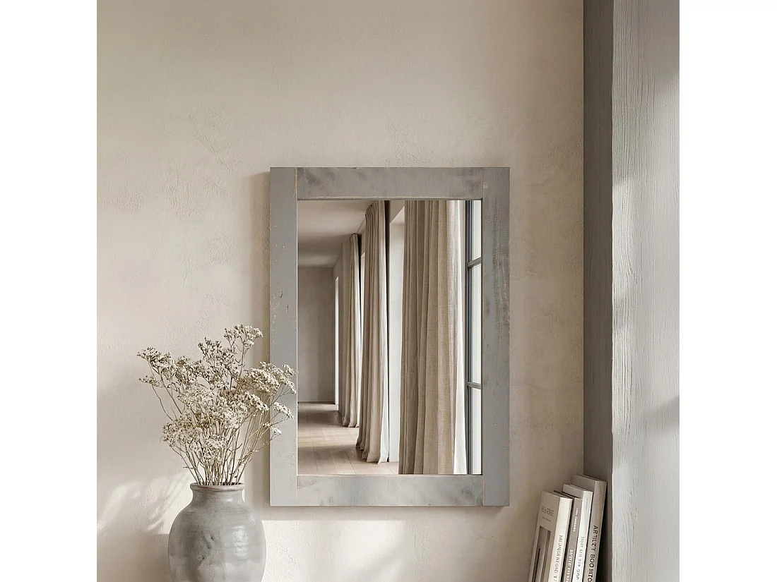 Espejo de pared de Madera gris 90 cm x 60 cm- Braul