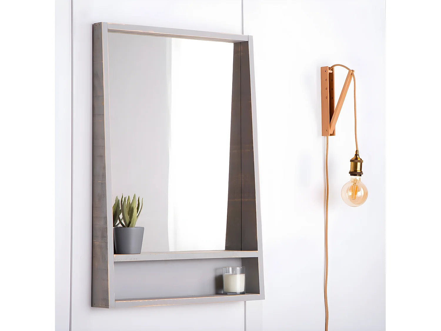 Espejo de  pared de Madera Gris 90 x 60- Arno