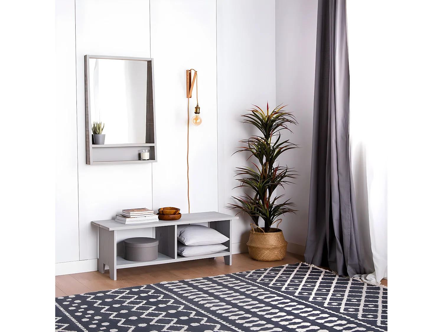 Espejo de  pared de Madera Gris 90 x 60- Arno