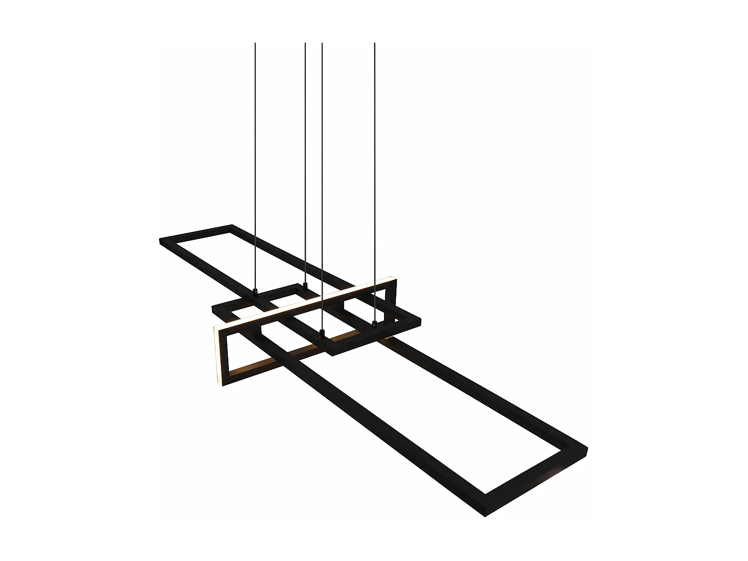 Lampada a sospensione triplo rettangolo, metallo, nero, L 110 cm, Salinas