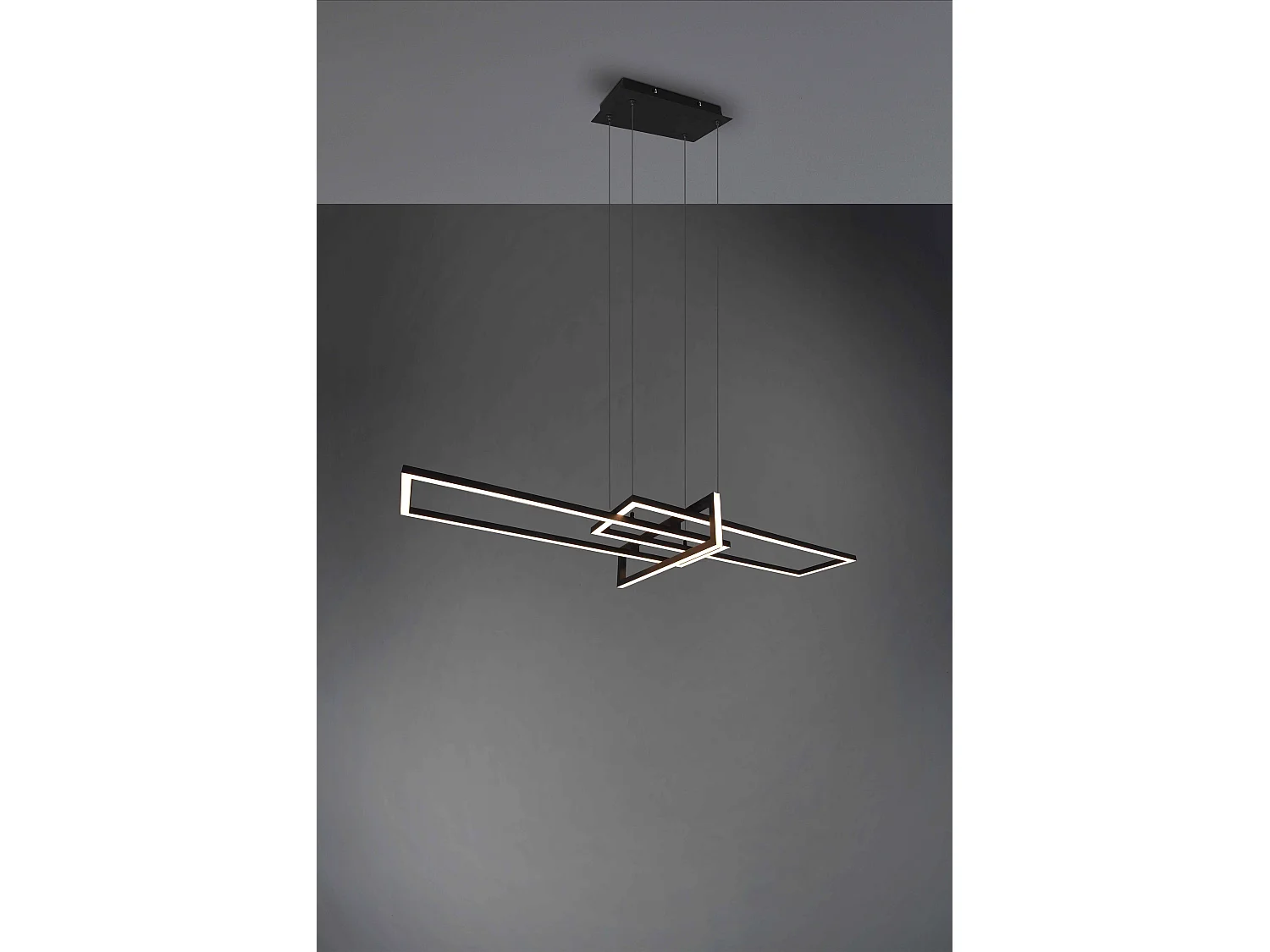 Lampada a sospensione triplo rettangolo, metallo, nero, L 110 cm, Salinas