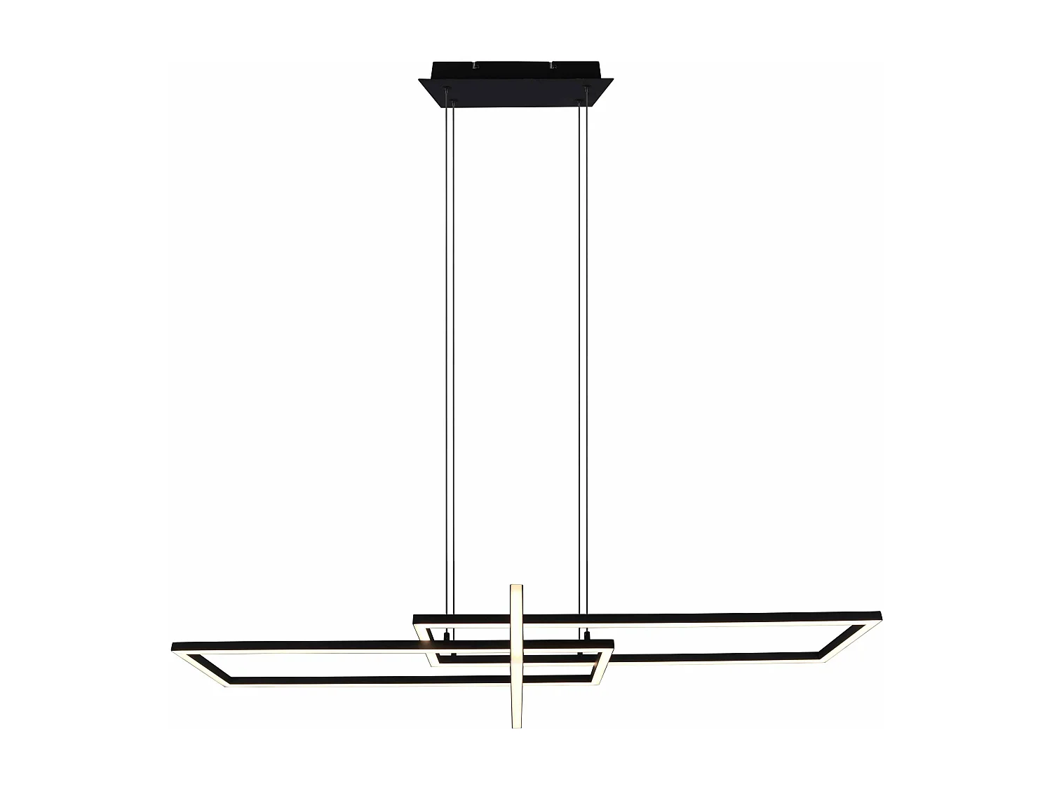 Lampada a sospensione triplo rettangolo, metallo, nero, L 110 cm, Salinas