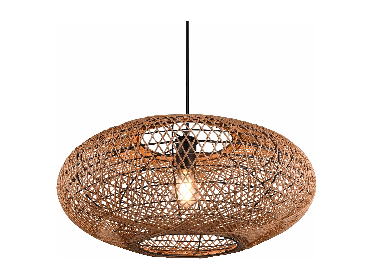 Suspension Led métal et sisal culot E27 - Trio - Hedda