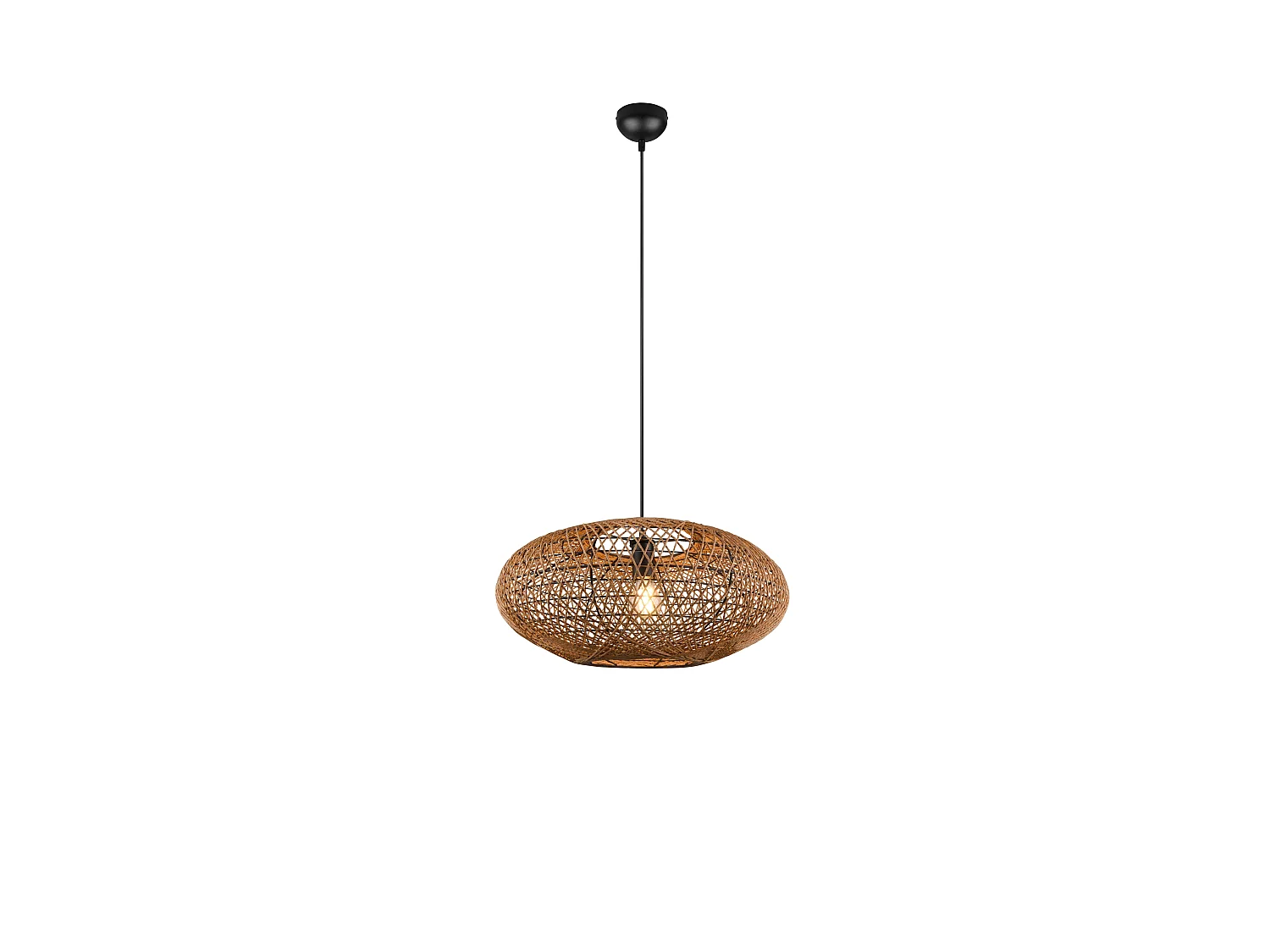 Lampada a sospensione, metallo e sisal, nero, D 52 cm, Hedda