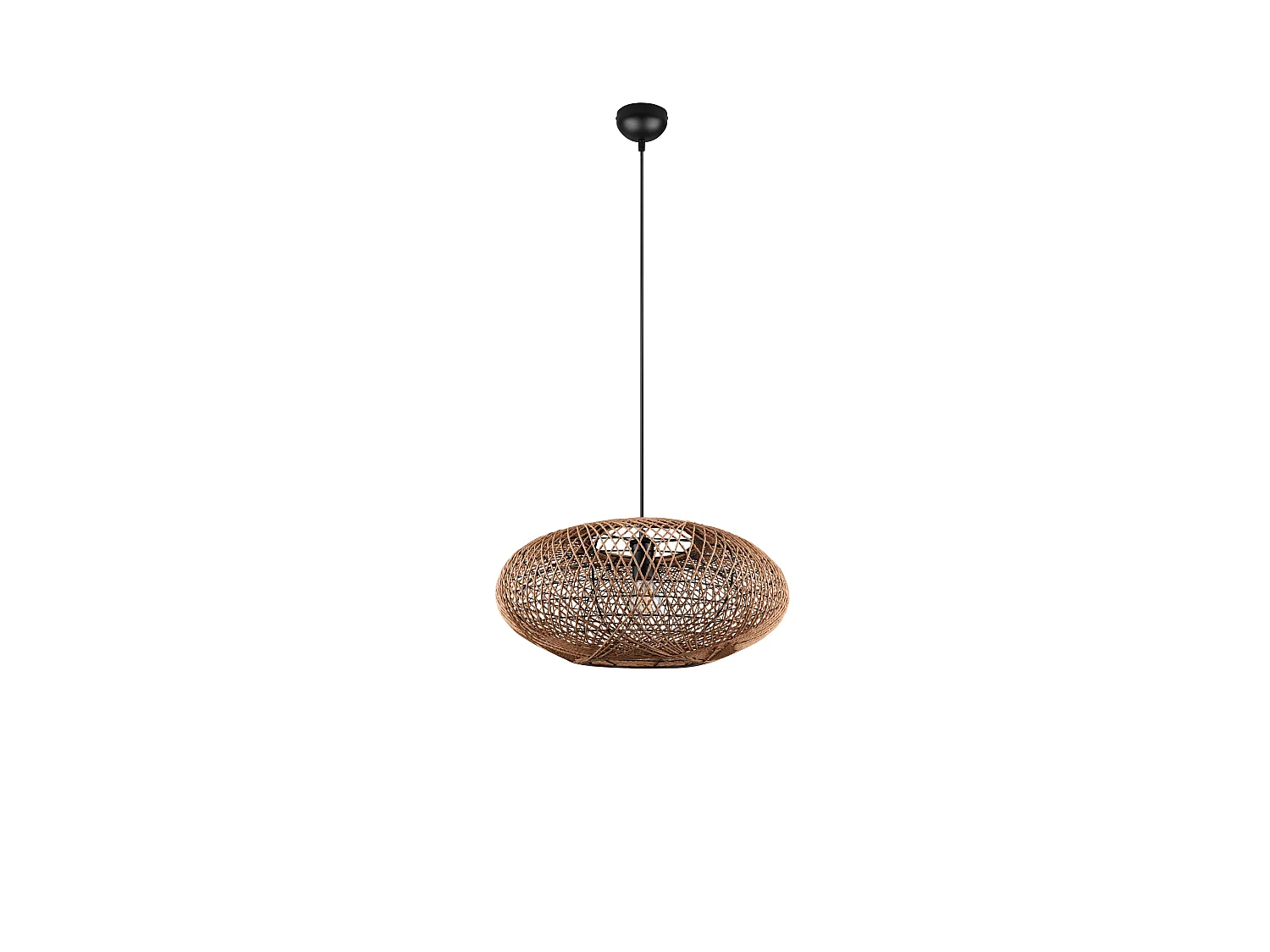 Lampada a sospensione, metallo e sisal, nero, D 52 cm, Hedda