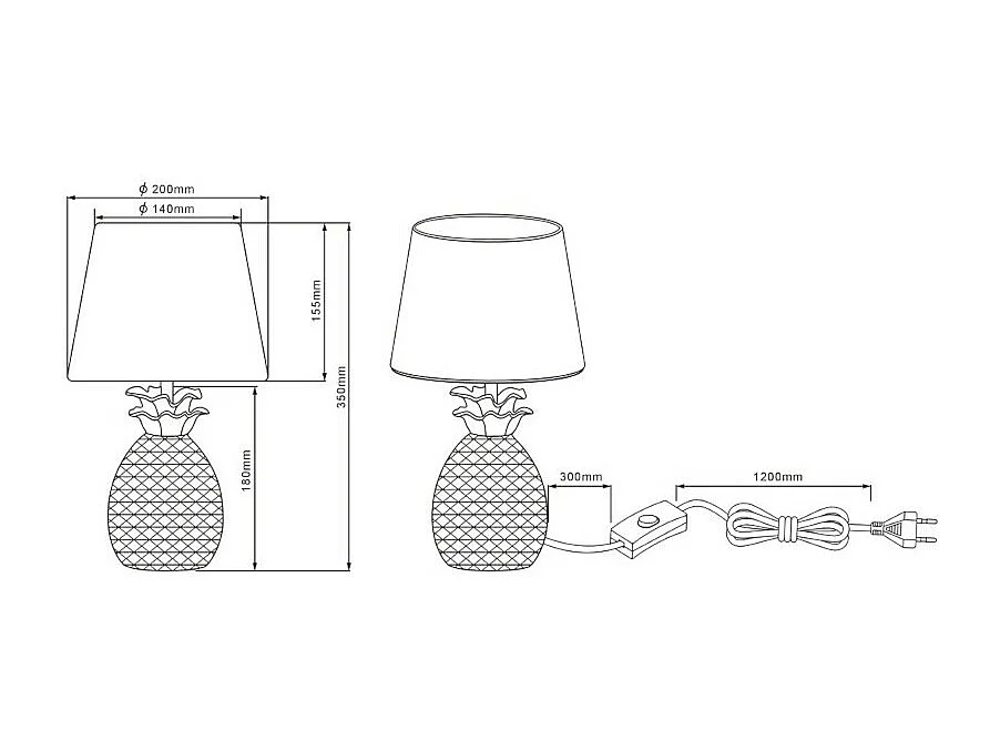 Lampe de table Led dorée 35 cm - Trio - Pineapple
