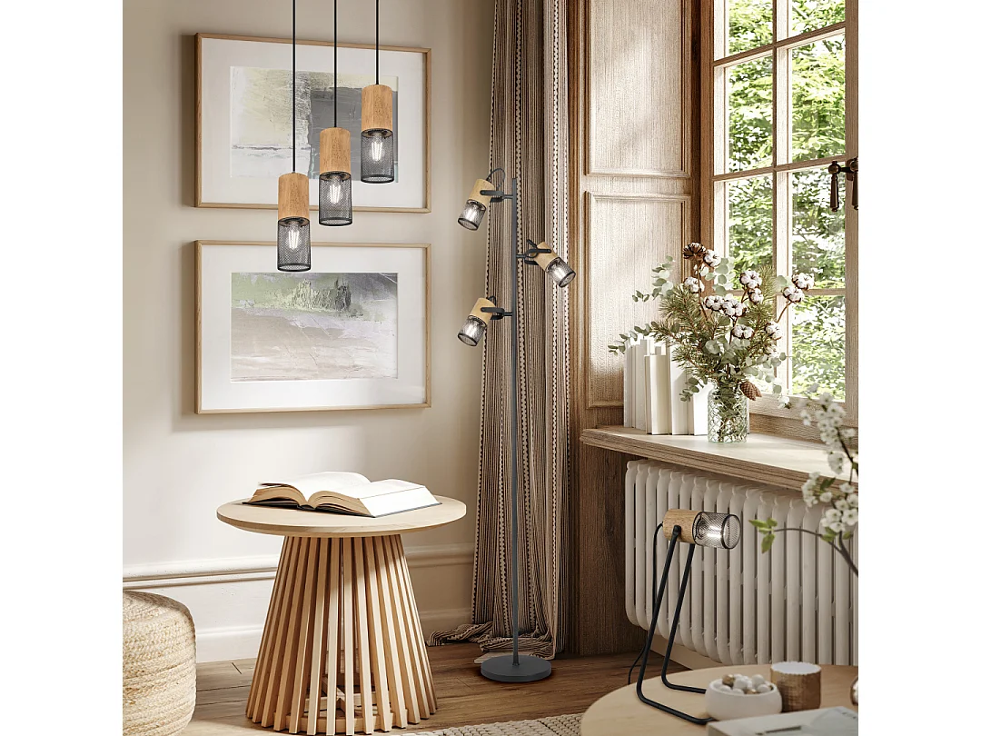 Lampada da tavolo, metallo, nero opaco, 15x40x18 cm, Tosh