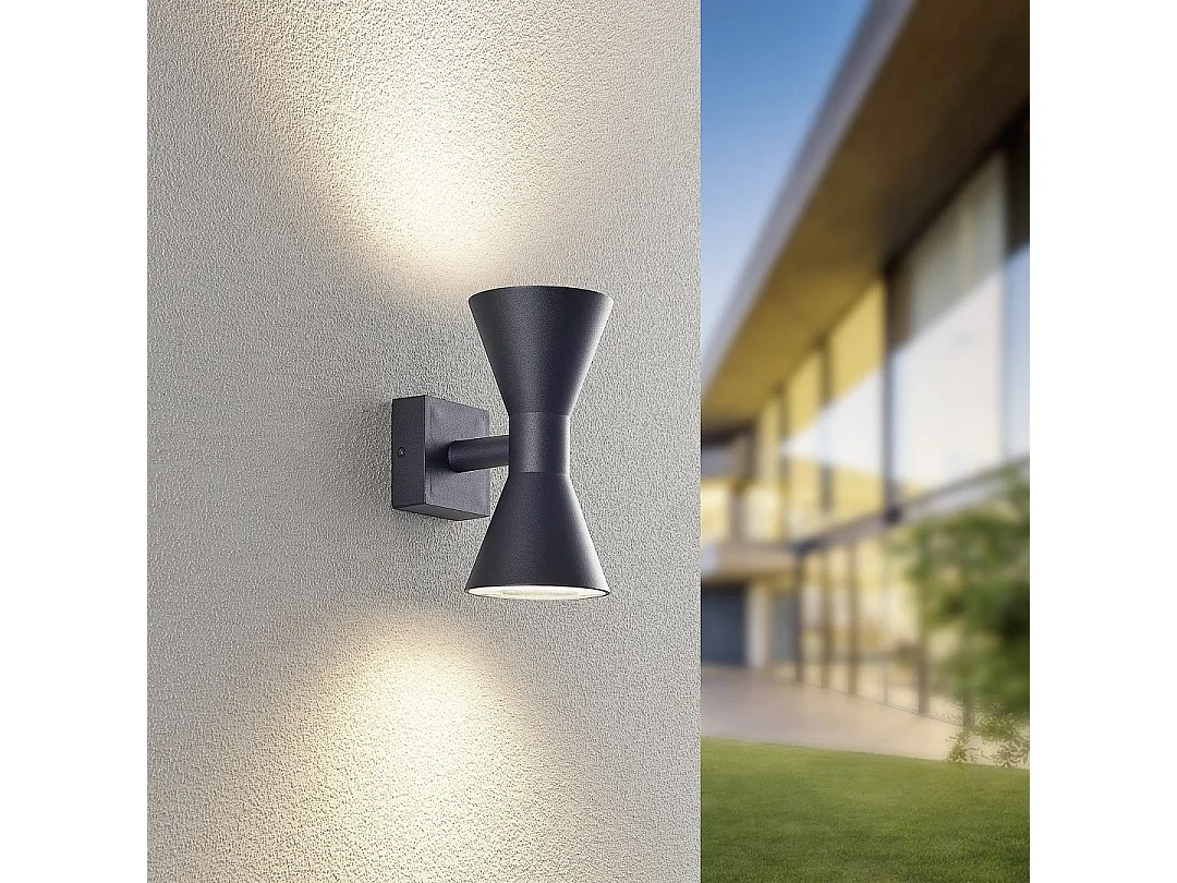 Applique murale Led extérieure bi-directionnelle noire mat - Trio - Ardas