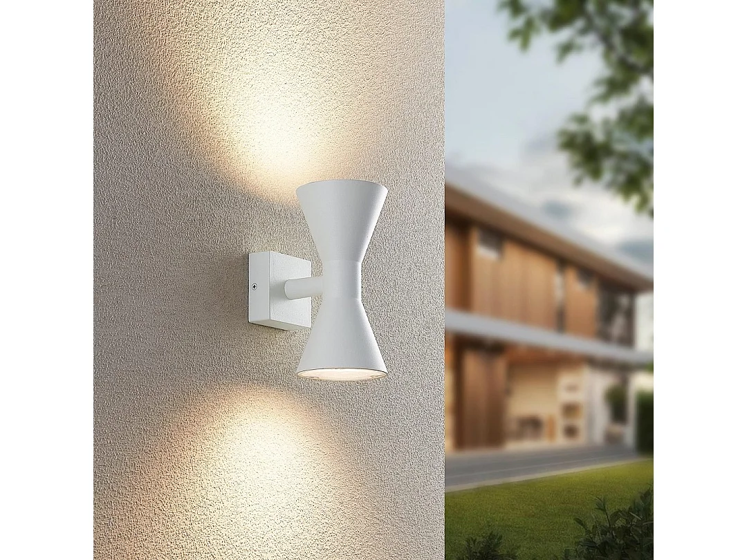 Applique da esterno 2 luci, alluminio, bianco opaco, 10x20x15 cm, Ardas