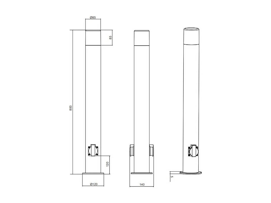 Borne extérieure 80 cm anthracite avec 2 prises - Trio - Hoosic