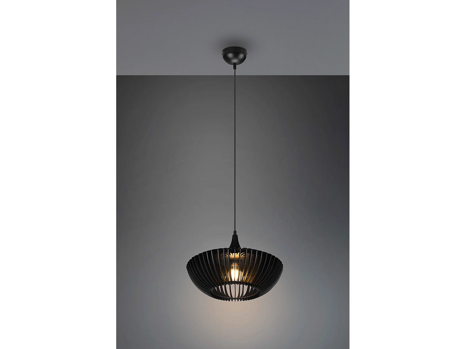 Lampada a sospensione, legno e metallo, nero, D 40 cm, Colino