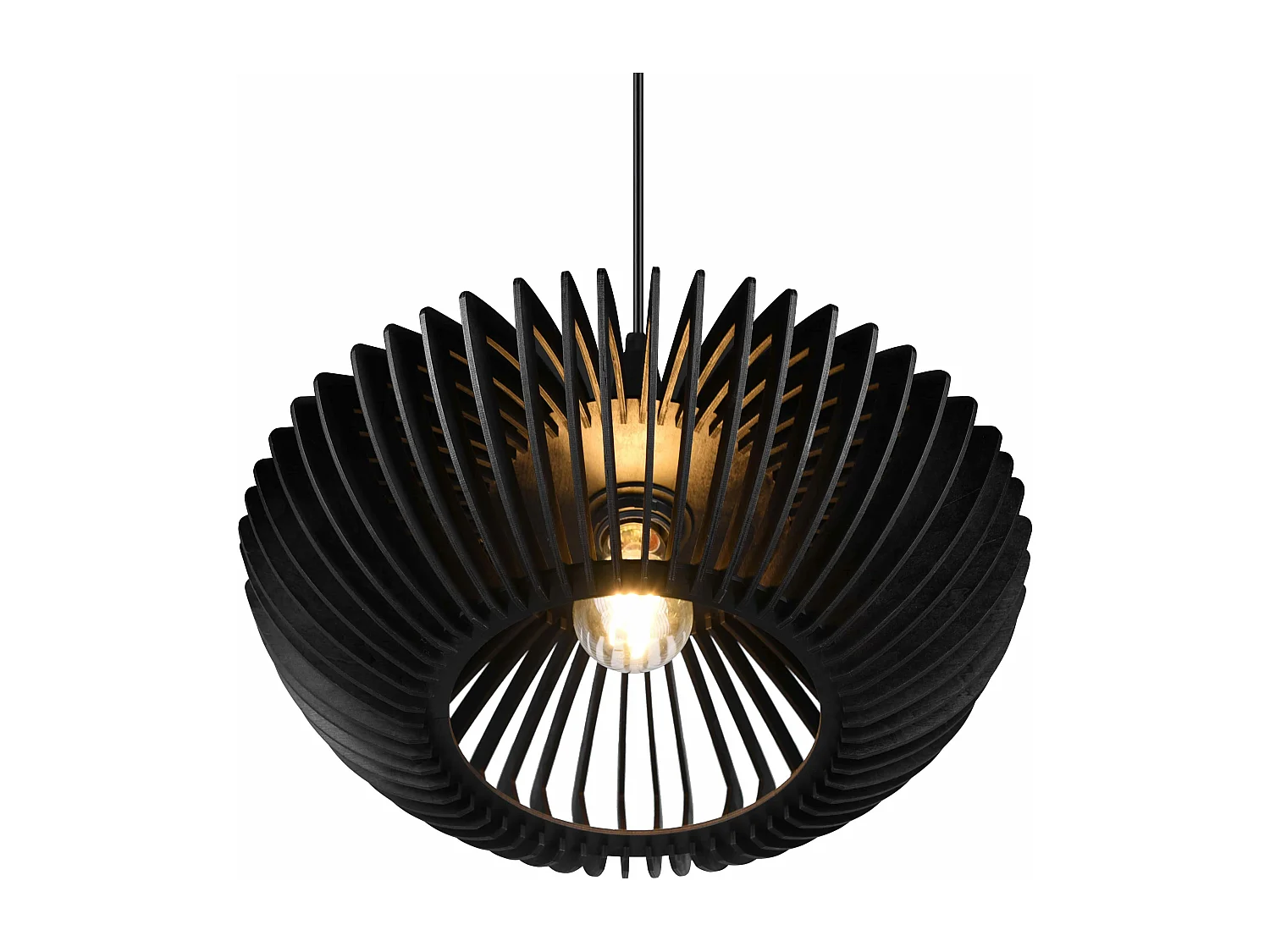 Lampada a sospensione, legno e metallo, nero, D 40 cm, Colino