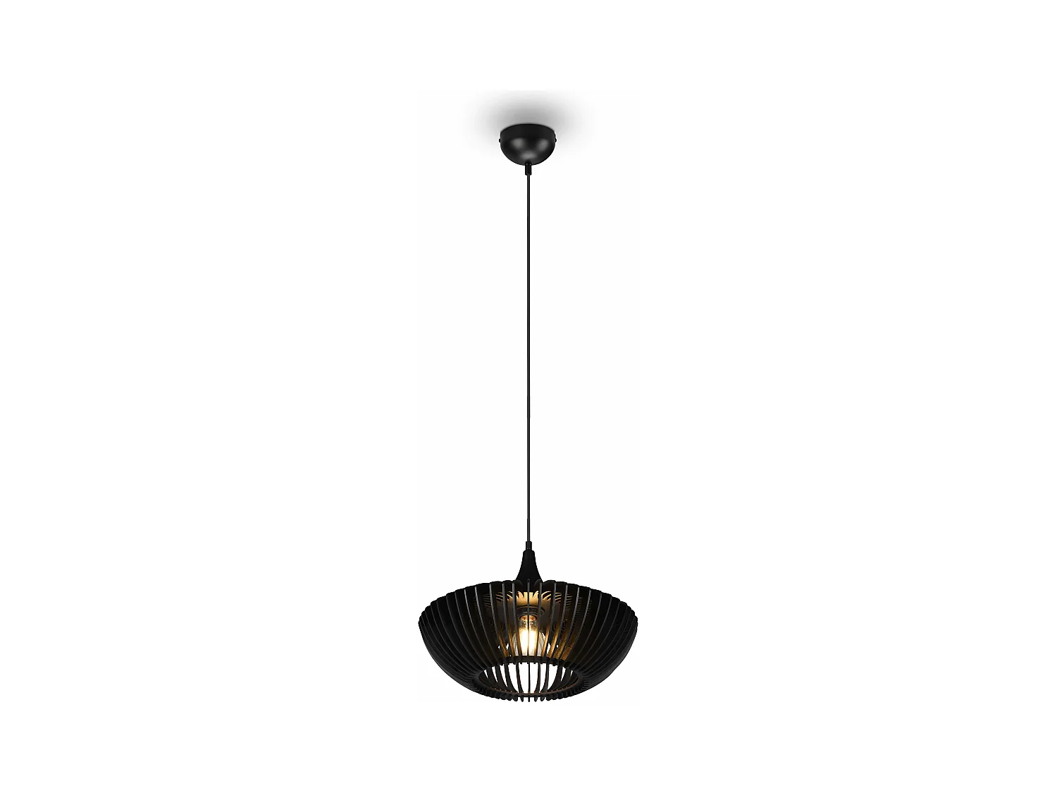 Lampada a sospensione, legno e metallo, nero, D 40 cm, Colino