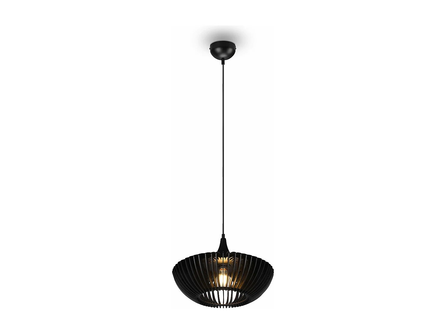 Lampada a sospensione, legno e metallo, nero, D 40 cm, Colino