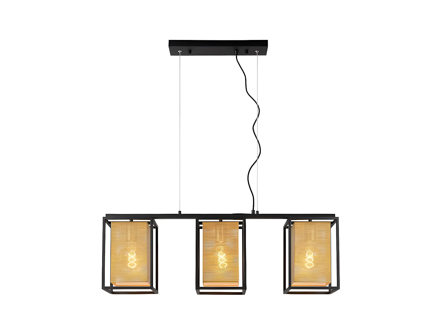 Suspension Led intérieure lanterne noir 3xE27 - Lucide - Sansa