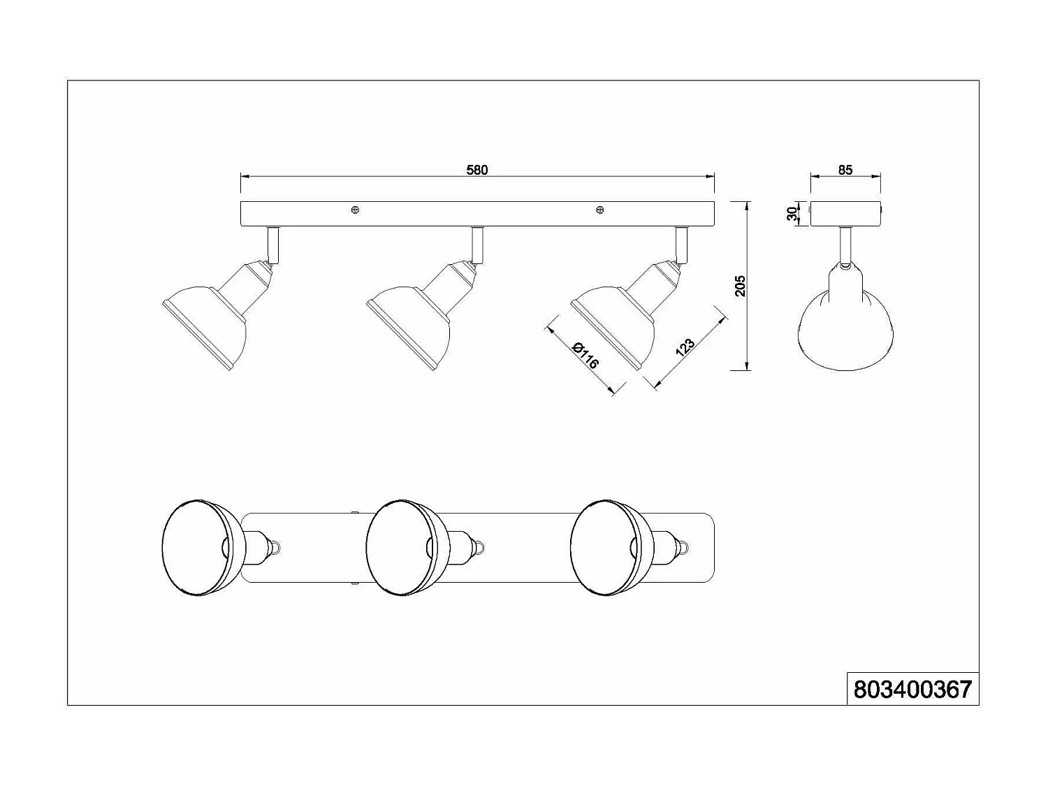 Plafonnier/applique Led 3 lampes culot E14 - Trio - Delhi III