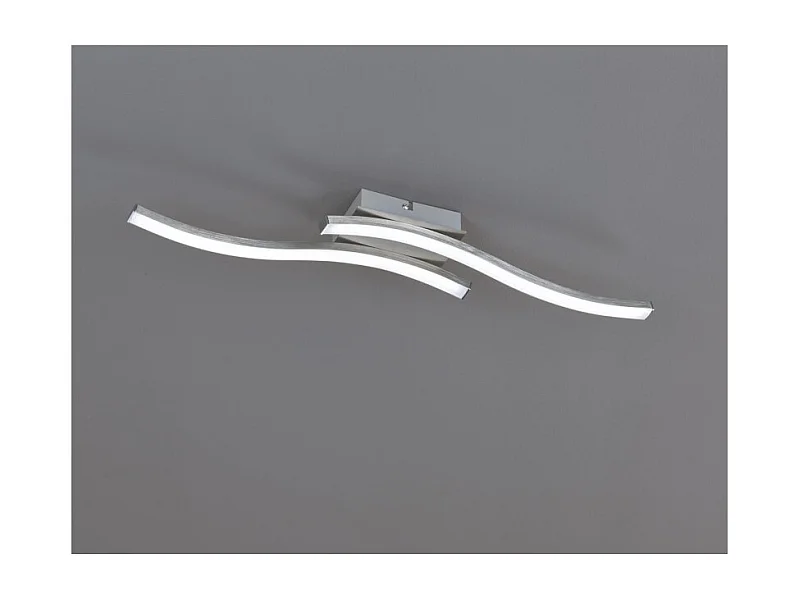 Plafoniera LED 2 luci, metallo, nichel opaco, 56x7x9 cm, Route