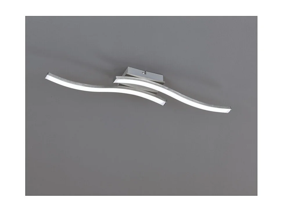 Plafoniera LED 2 luci, metallo, nichel opaco, 56x7x9 cm, Route