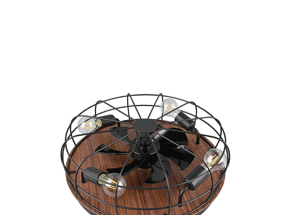 Ventilatore/Plafoniera 4 luci, metallo, nero opaco, 48x17,5x48 cm, Trondheim