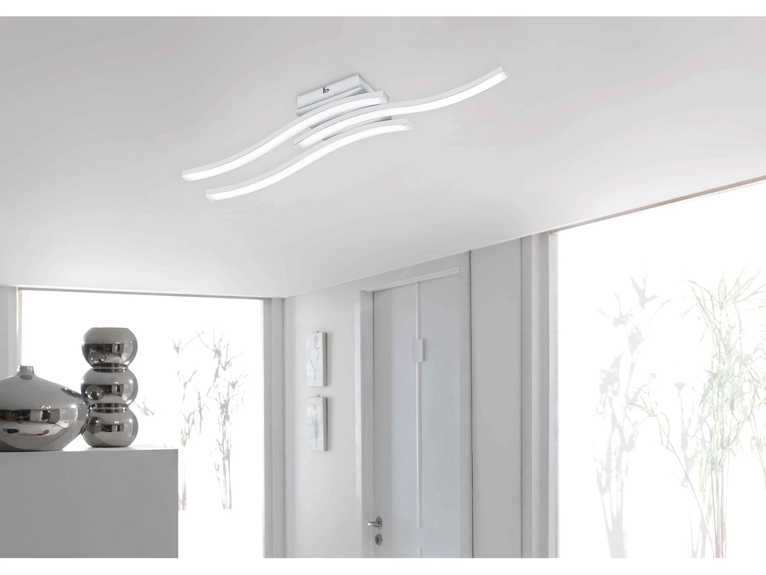 Plafoniera LED 3 bacchette, metallo, bianco, L 56 cm, Route