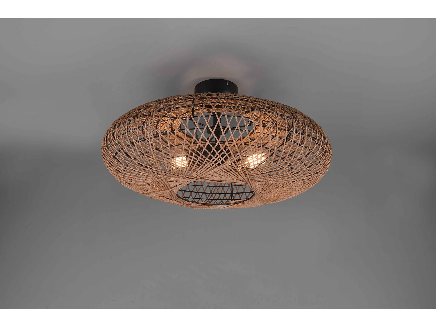 Plafoniera LED, metallo e sisal, nero, D 52 cm, Hedda