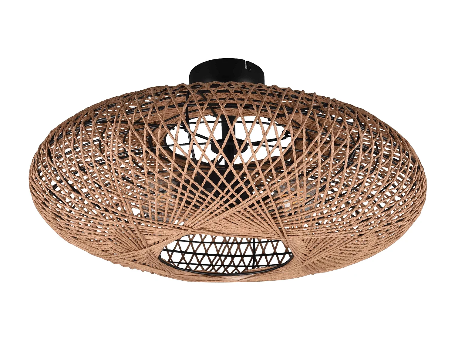 Plafoniera LED, metallo e sisal, nero, D 52 cm, Hedda